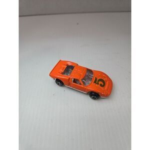 Vintage 1989 Orange Racing Car Die-Cast Toy Collectible Number 5 Sports‎ Car